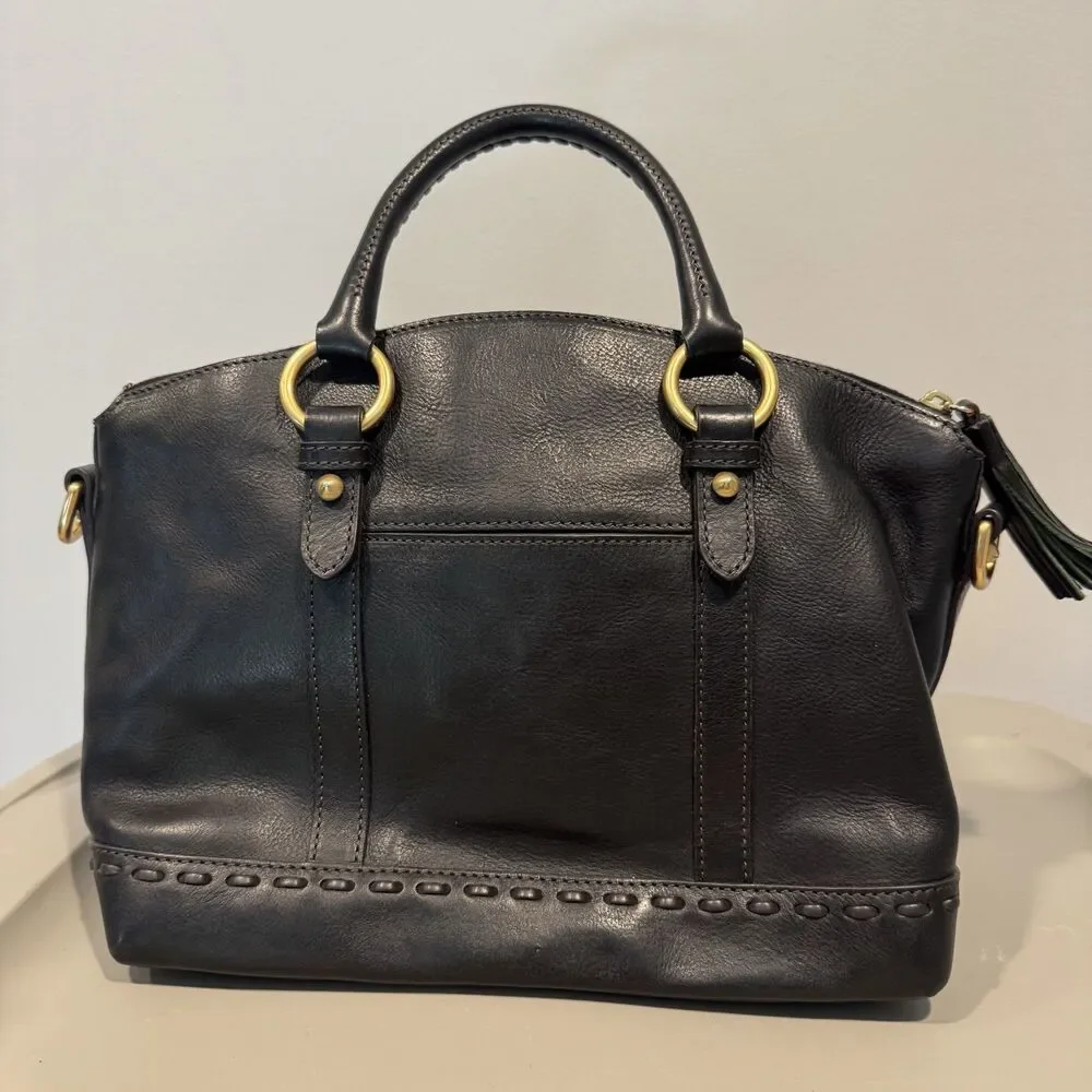 Dooney & Bourke Florentine Satchel Front Pocket Black Leather Handbag Purse